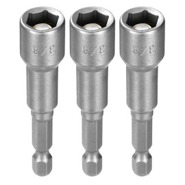 HARFINGTON 3pcs Hex Nut Driver Drill Bit 3/8" 6-Point Socket 1/4" Hex Shank Magnetic Nut Setter Quick-Change Nut for Power Drills Impact Drivers, Silver Tone