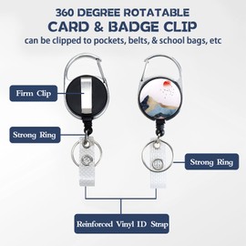 YCDKK Retractable Badge Holder with Lanyard, ID Card Holder with Reel and Adjustable Lanyards, Lanyard Vertical ID Protector Badge Clips for ID Proximity Key Cards Drivers Licenses Office Gifts