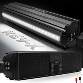 GoHawk RE9-X Gen.3 Waterproof Bluetooth Motorcycle Stereo Speakers LED Soundbar 7/8-1.25 in. Handlebar Mount MP3 Music Player Audio Amplifier System ATV 4 Wheelers USB AUX FM Radio
