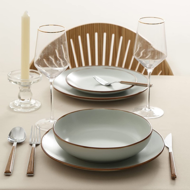Stone Lain Brasa Stoneware 16 Piece Modern Dinnerware Set, Plates