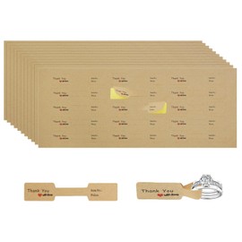 Mini Skater Professional Jewelry Price Tags - Rectangle Adhesive Kraft Display Labels for Retail Pricing Necklace, Rings & Small Items (200 Pcs) Thank You with Love Pricing Stickers (Brown)