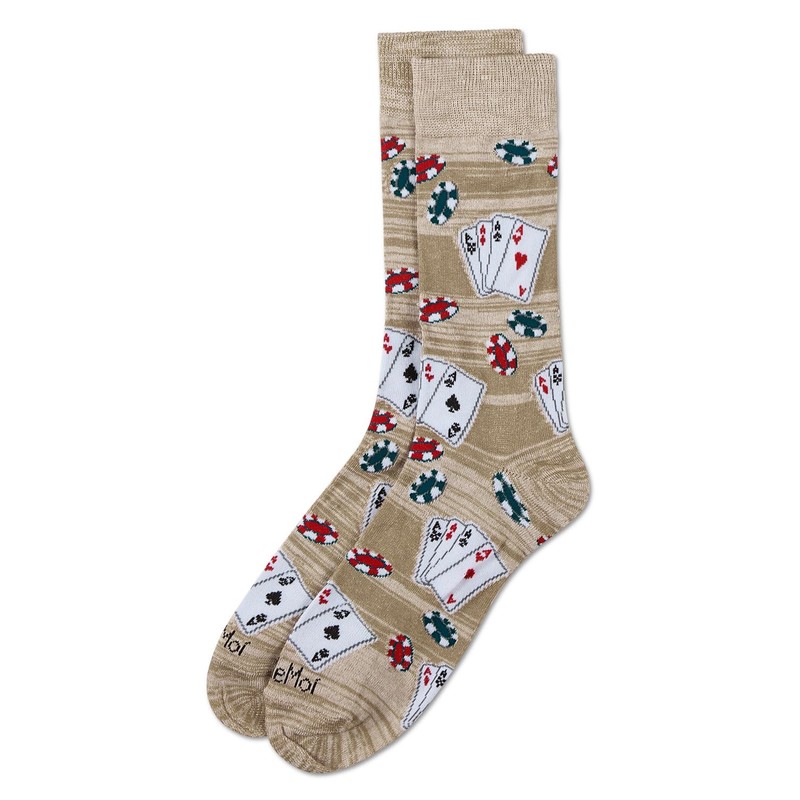 MeMoi Poker Face Playing Card Socks Black 10-13