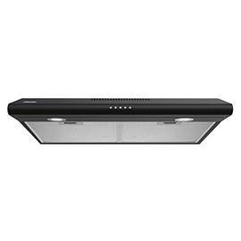 FIREGAS Black Under Cabinet Range Hood 30 inch, Slim Kitchen Over Stove Vent, LED Light, 3 Speed Exhaust Fan, Push Button,Stainless Steel 30 inch Range Hood,with Charcoal Filter