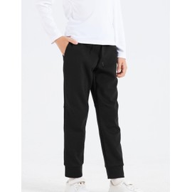 DANI CHINS Boys' Jogger Sweatpants Elastic Waist Pants with Pockets for Casual Sports Outdoor(Black,14)