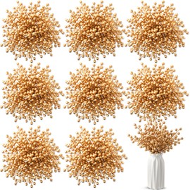 Censen 50 Pieces Artificial Holly Berry Stem Picks with Snowflake Frosted Christmas Tree Branches Fillers Ornaments Snowy Berry Twig Branches for Xmas Garland Wreath Winter Home Decor(Gold)