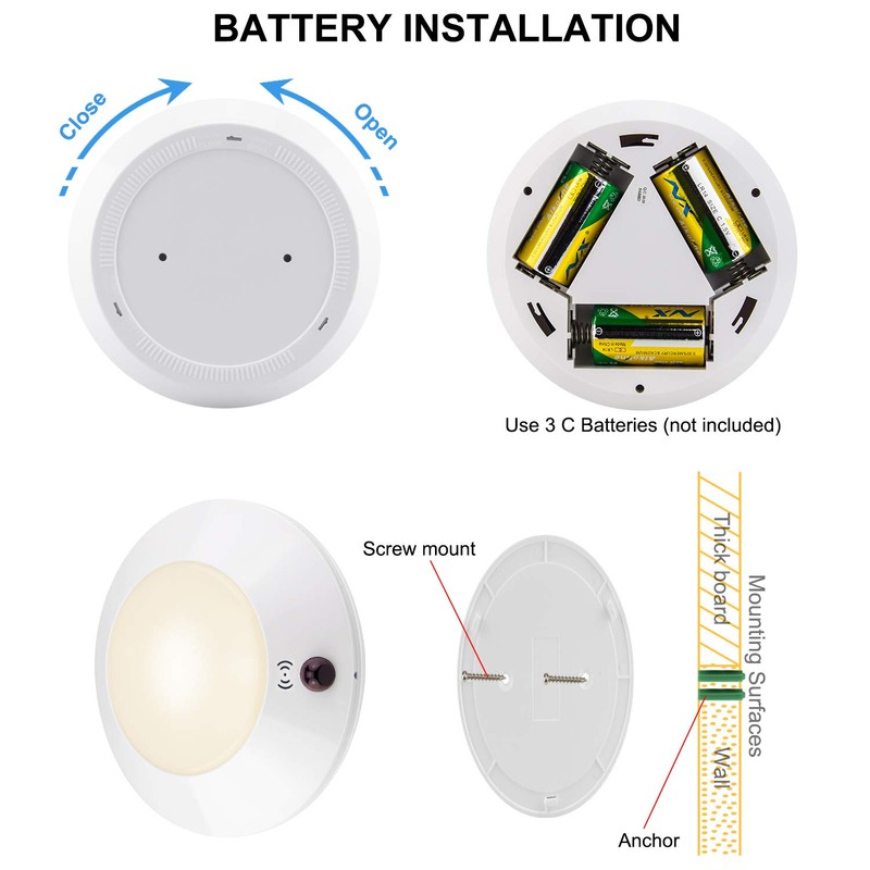 HONWELL Battery Powered Ceiling Light with Remote, Indoor LED Ceiling
