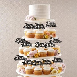 30 piezas de adornos para cupcakes Happy Retirement con purpurina Adventwre Begin I'm Retired para cupcakes para decoración oficial de fiesta de cumpleaños, decoración de pasteles, color negro