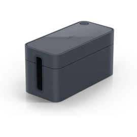 Durable Cavoline Cable Management Box S - Safely Store Power Blocks and Cables - USB Cable Outlet for Charging Devices - Made of Flame Retardant Plastic - Small Box in Graphite
