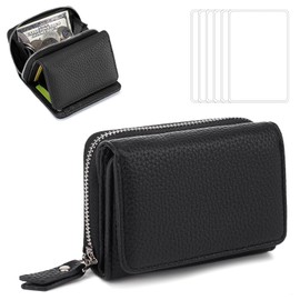 Wisebom Geldbörse Damen Kleine, Geldbörse Damen klein PU Leder Kleines Portemonnaie Mini Kurzer Damen Geldbeutel Kleine Brieftasche Geldbörse mit Zipper Münzfach Kartenfächer mit 6 Kartenhüllen