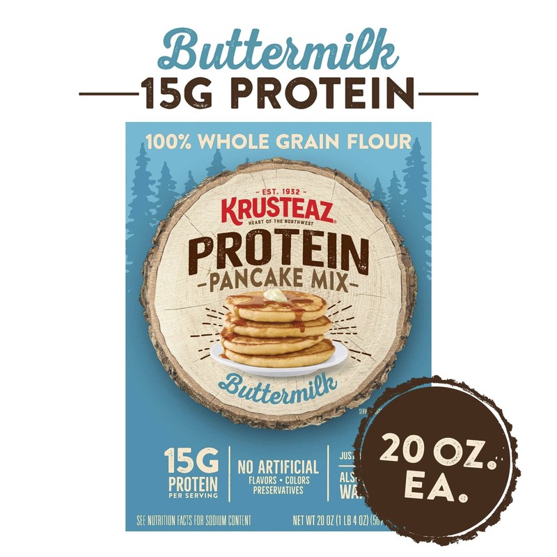 Krusteaz Protein Pancake Mix, Buttermilk Pancake Mix, 100% Whole Grain