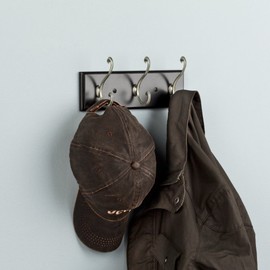 Liberty 10 Inch Hook Rail/Coat Rack with 3 Scroll Hooks, Black and Satin Nickel