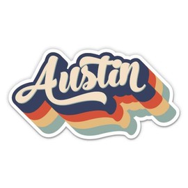 Squiddy Austin Texas Layered Retro Style - Vinyl Sticker Decal for Phone, Laptop, Water Bottle (3" Wide)