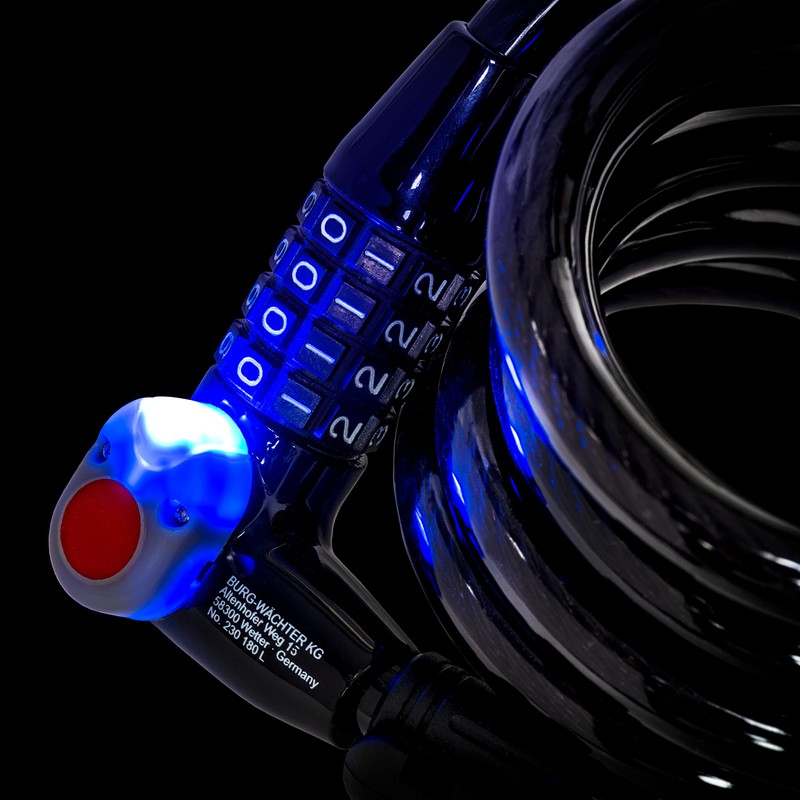 Burg-Wächter Cable Lock With Lighted Combination, 4 Digit Combination, Length:
