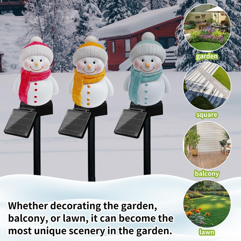 ZHAOFUBAO Solar Snowman Lights Decorations 2Pcs Outdoor Snowman Stanta Ornament