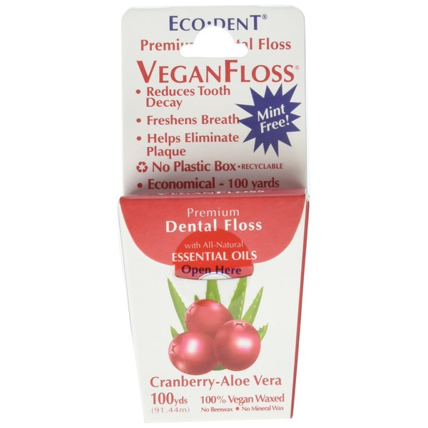 ECODENT Vegan Floss Cranberry 100 Yd 6 Piece, 0.02 Pound