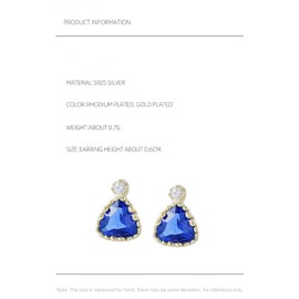 18K Gold Vermeil S925 Sterling Silver Natural Tanzanite Triangle Claw Necklace & Earrings - Elegant Design for Women (White Gold, Earrings)