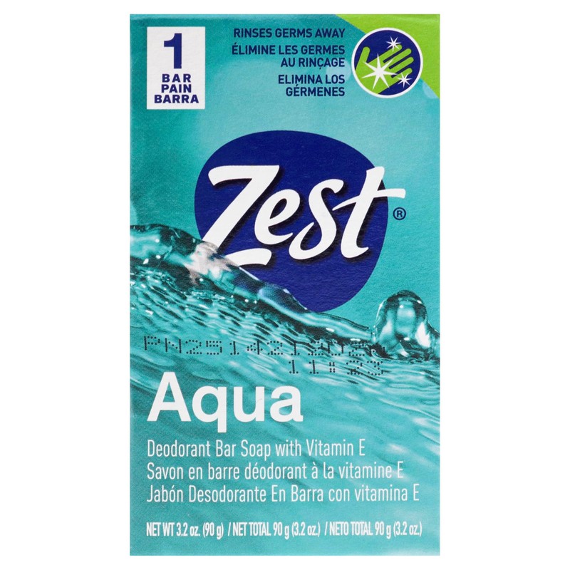 Zest Deodorant Bar Soap - Aqua - Moisturizing Body Soap