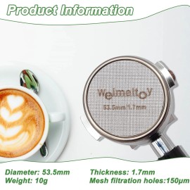 WEIMELTOY 53.5mm Puck Screen 2 Pack Reusable 316 Stainless Steel for Espresso Portafilter