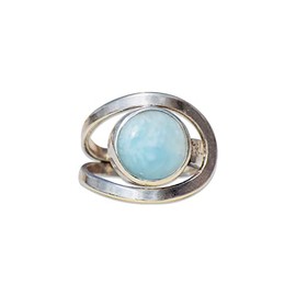 Larimar Ring, Sterling Silber ring, Statement Ring, Edelstein Ring, nat√ºrlicher Larimar, Frauen ring, runder Cabochon Ring, Larimar Schmuck (45 (14.3))