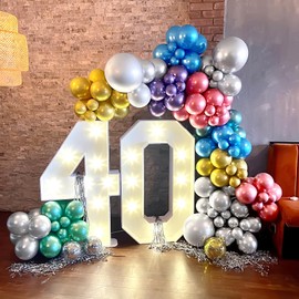 Metallic Multicoloured Balloons, 60 Pcs 12 Inch Chrome Assorted Colors Rainbow Latex Balloons for Women Men Birthday Baby Bridal Shower Anniversary Engagement Wedding Graduation Carnival Party Deco