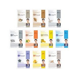 DERMAL - 10 Pcs. Brighten - Mascarillas faciales con Esencia de Colágeno - 10 Mascaras Seleccionadas para restaurar el tono natural de tu piel.