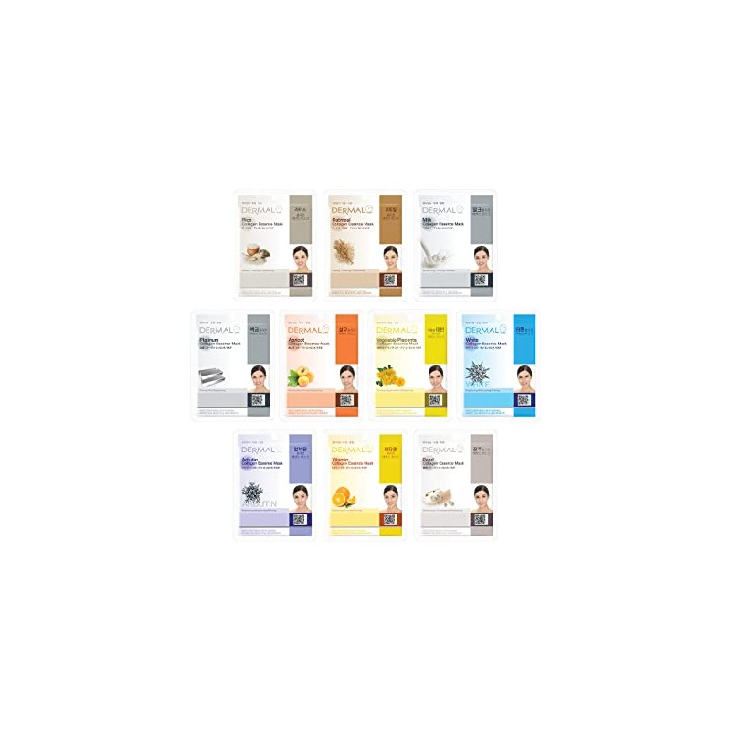 DERMAL - 10 Pcs. Brighten - Mascarillas faciales con Esencia