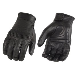 Milwaukee Leather MG7516 Men's 'Touch Screen Fingers' Black Premium Perforated Leather Gloves with Flex Knuckles - Large