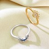 925 Sterling Silver Sun and Moon Ring Set, Sparkling Sun