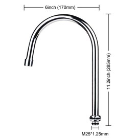 COOLWEST Swivel Gooseneck Spout 6 Inch Swing Swivel Spout Replacement Nozzle for Commercial Kitchen Sink Faucet, Brass Constructed, Chrome Finish