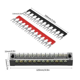 Qiilu 12 Position, 600 V, 15A, Screw Down Terminal Block, Insulated Terminal Block, Appliances, Electronic Circuits, Mechanical Applications, Insulated Cover, Safety