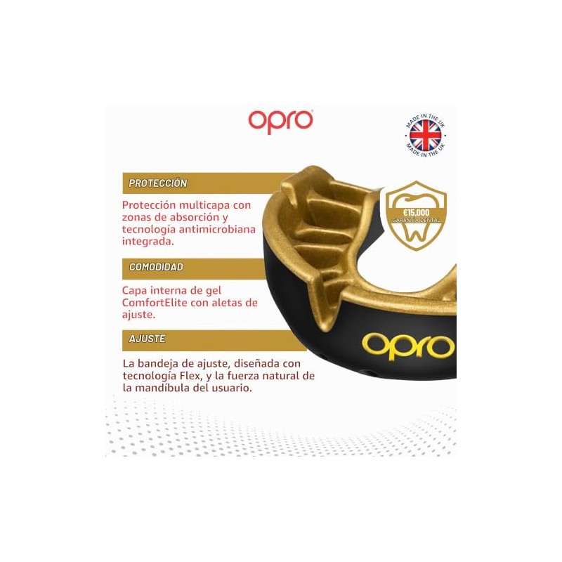 OPRO Protector Bucal Deportivo Nivel de Proteccion 4 Gold