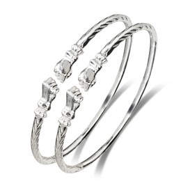 Better Jewelry Fist .925 Sterling Silver West Indian Bangles (Pair 47gr.), 1 pair (7.5)
