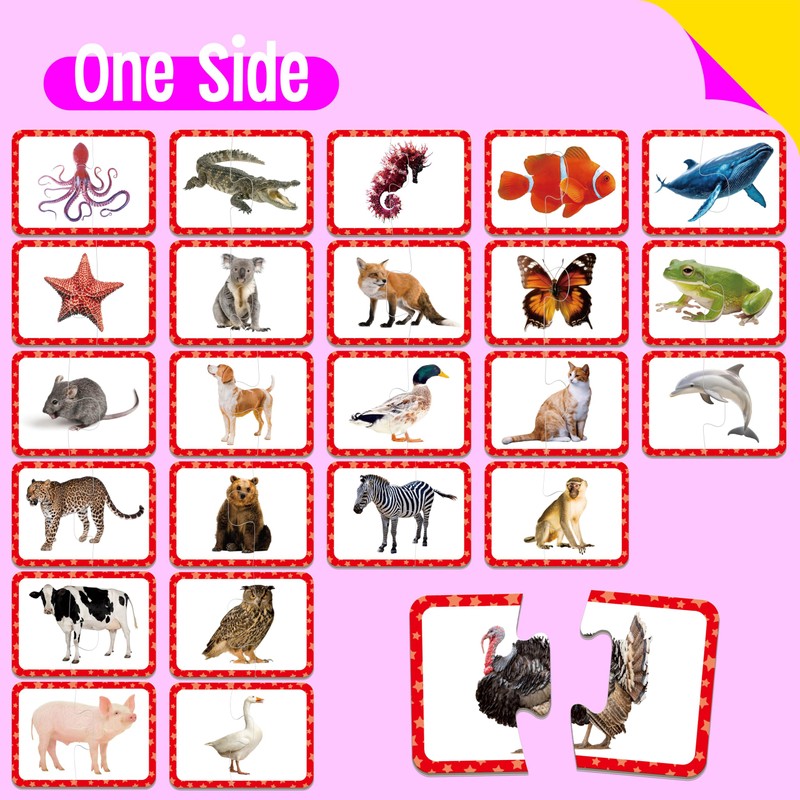 48 Animal Matching Puzzles with Error-Correction, Self-Correcting Puzzle Match Game