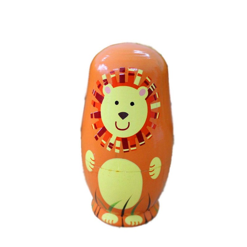 Oostifun 5pcs Cartoon Cute Handmade Russian Nesting Doll Playsets Wooden