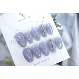 Handmade nail - purple wave (new ver.)  - Basic - Coffin Egg / 수제네일 - 보랏빛 물결 (new ver.)  - 기본 - 코핀에그