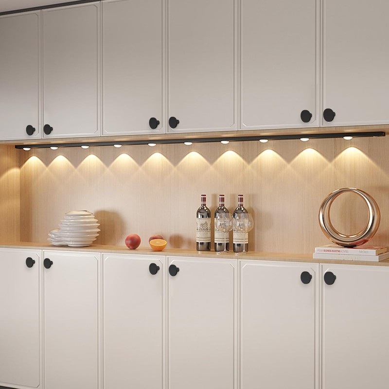 BIGLUFU 30mm Drawer Knobs, 12 Pieces Black Kitchen Cabinet Knobs,