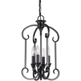 Forte 1862832 Four Light Foyer Pendant, Black