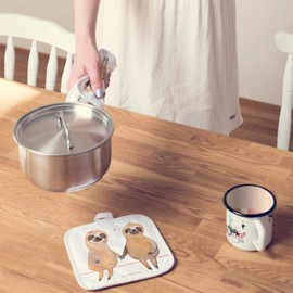 Mr. & Mrs. Panda Set of 2 Pot Holders Sloth Couple Gift Pot Holder with Saying Sloth Gift Lovers Pot Coasters Together