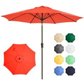 Ayge 9FT Large Outdoor Patio Umbrella Market Table Umbrella-UV Resistant, Easy Push Button Tilt and Crank, 8 Sturdy Fiberglass Ribs Heavy-Duty Pool Umbrella for Deck, Backyard,Garden,Orange