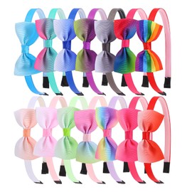 WJYX BOWS 14pcs/set Colorful Bow Headbands Set for Girls & Women, Vibrant Satin Hair Hoops, Perfect for Party, Daily & School Hairstyling