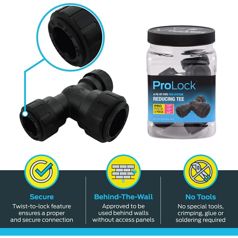 SHARKBITE 3) SharkBite ProLock 1/2" x 1/2" x 3/4" Push-to-Connec