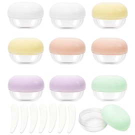 10 Pcs Small Travel Containers 10ml Leak Proof Mini Travel Jars with 10 Pcs white Small Makeup Spatula, Convenient Travel Jars with Lids for Creams Lotion Moisturizer (Colorful)
