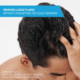 CeraVe 2-in-1 Anti-Dandruff Hydrating Shampoo and Conditioner, Gently Cleanse Scalp, Remove Flakes, & Reduce Itching while Hydrating the Hair. Suitable for all Hair Types, Even Colour-Treated. 355mL