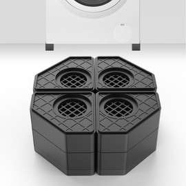 SEISSO Anti Vibration Pads for Washing Machine. 4 Pack Washer and Dryer Pedestals High Hard Wearing Stackable Rubber Pads. Shock and Noise Cancelling for Washing Machine Foot Pads (Black)
