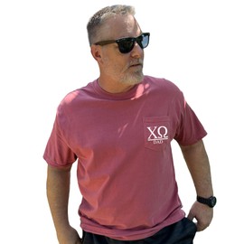 Chi Omega Dad Shirt | Sorority Comfort Colors Pocket Tee (XL) Crimson