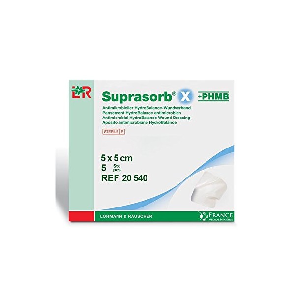 SuprasorbÂ® HydroBalance + PHMB Dressing, 5 x 5 cm, Box of 5-20540- Certified by France Medical Industry