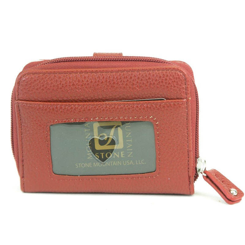 Stone Mountain USA Small Zip Around Leather Wallet, Red