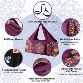 Feijiati Women Yoga Mat Bag – Versatile Yoga Bag with Mat Straps & Storage Pockets, Holds Yoga & Pilates Mats, Lightweight & Durable