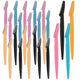 Paquete de 20 maquinillas de afeitar de cejas y afeitadoras faciales para mujeres y hombres, recortadores de vello facial de 4 colores con hoja de mal