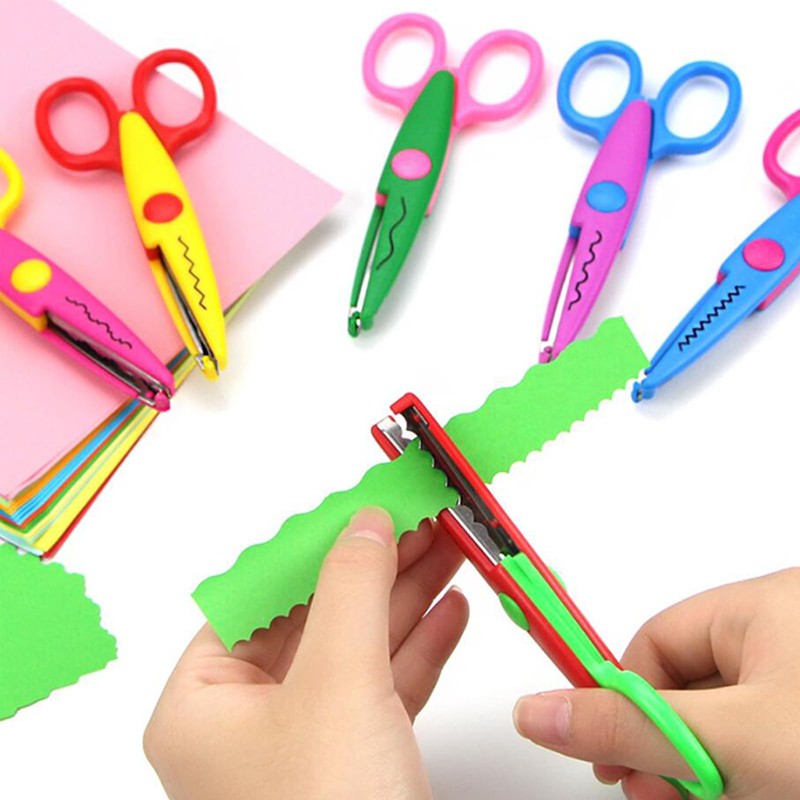 Children's Scissors, Set of 6, Mountain Shape, Wave Shape, Lace
